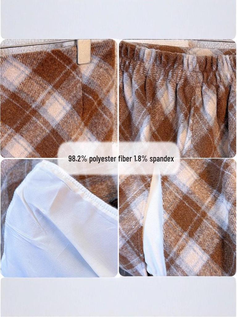 2025 Winter Plus Size Retro Plaid Midi Skirt - Thick Wool for 130-320 Jin