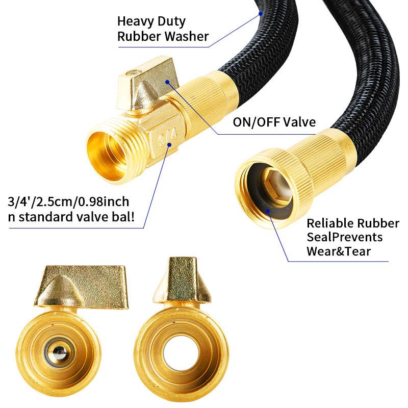 3x Telescopic Garden Water Hose with 10-Function High-Pressure Spray Gun for Watering and Car Wash