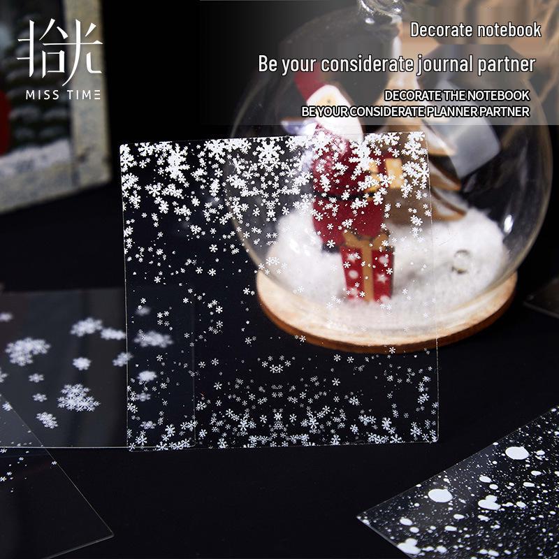 Shí Guāng Snow Series PET Stickers: Winter Snowflake & Scene Decorations for Journaling & Collage, 6 Styles