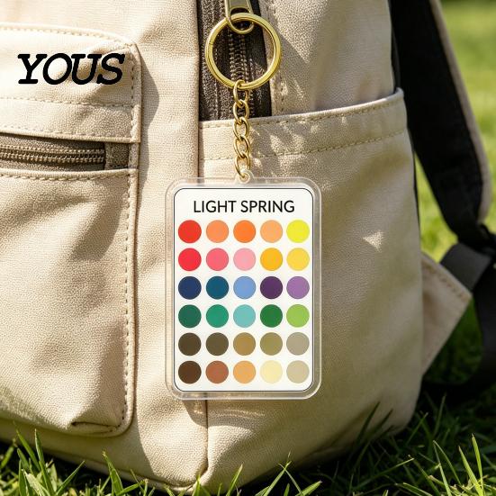 Wardrobe Color Matcher 2Pcs Palette Keychain Pendant, Clear Acrylic Season Analysis Swatches Matching Tool Keychain, Card, Gifts for Fashion