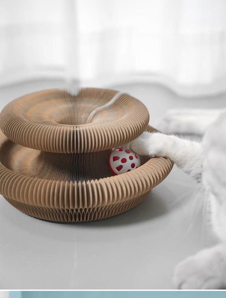 Accordion Cat Scratching Post: Durable, Non-Shedding, Self-Play Corrugated Cardboard Toy & Bed for Boredom Relief