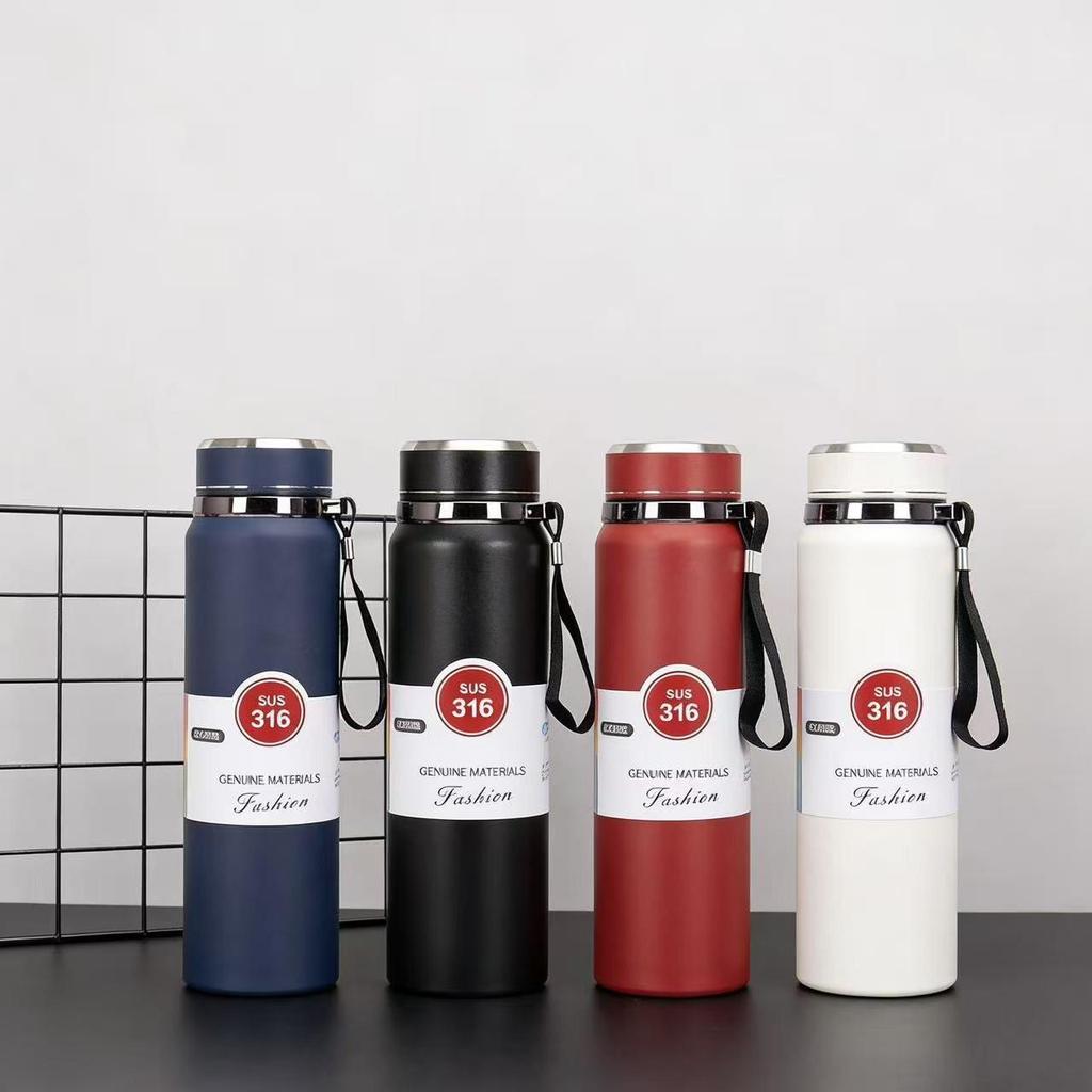 Stainless Steel Solar Thermos Cup with Lanyard - Large Capacity, Portable, Insulated for Outdoor Sports and Car Use