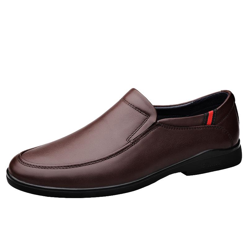 FashionTrendy Men's Genuine Leather Shoes Anti-skid Loafers Men's Casual Shoes Soft Soles Comfortable Driving Shoes Park Walking Shoes