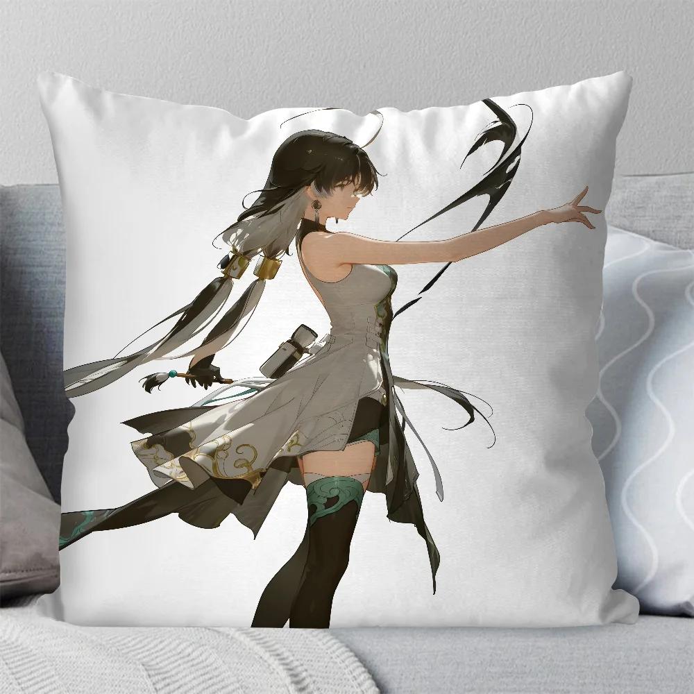 Jianxin Anime Game W-Wuthering Waves Pillow Case Square Pillow Bedroom Sofa Leisure ComfortCar Living Room Home Decoration 40X40