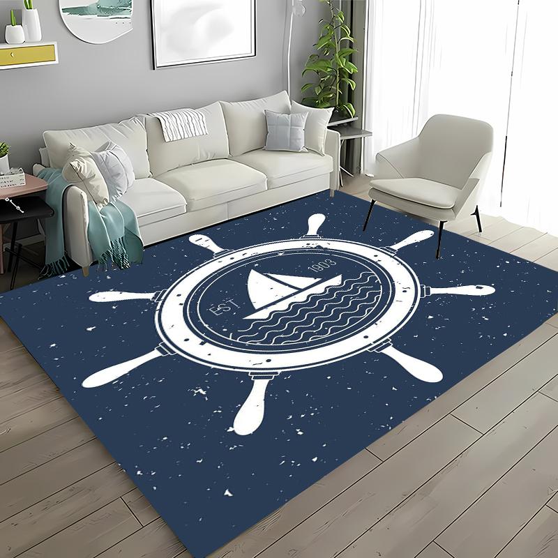 The Ocean Boat Theme Carpet for Living Room Cartoon Children's Bedroom Sofa Doormat Kitchen Floor Tapete Anti-slipDecor Alfombra