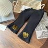 Kids Girls' Autumn Winter Pants Baby Heart Decorations Thickened Fleece-Lined Stylish Flared Pant Long Pants for Outdoors