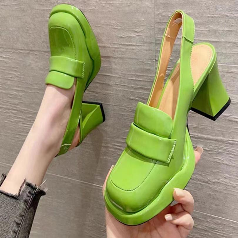 Kamínkové sandály Mary Jane Kamínkové pohodlné boty Žena Léto Čtvercové vysoké podpatky Dívčí Vysoké Retro Platforma Módní boty