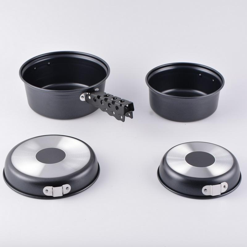 Portable Aluminium Picnic Pan Non-stick Coating Camping Cookware Set чёрный