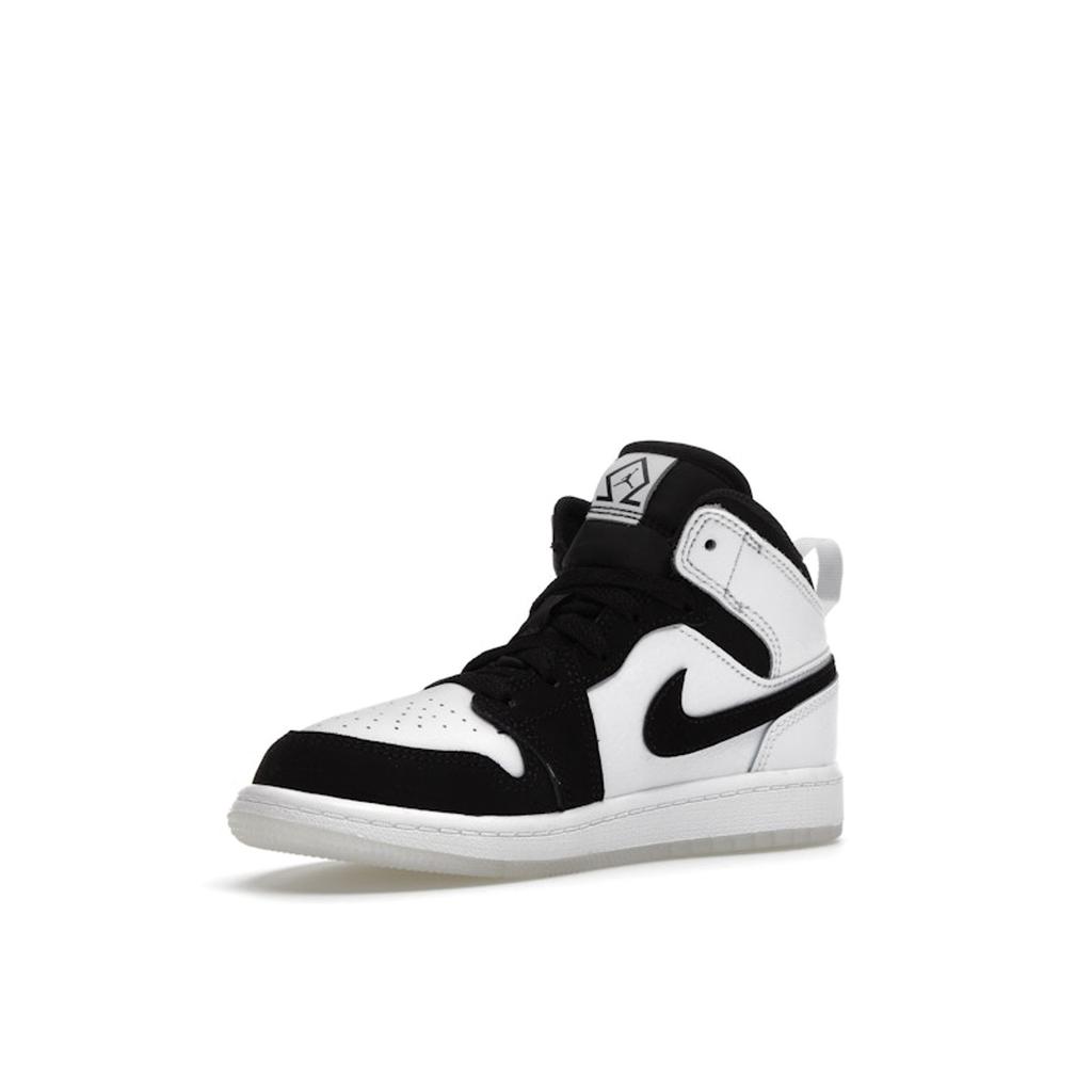 Air Jordan 1 Mid SE PS Diamond Kids Sneakers White Multi-Color Black DN4323-100