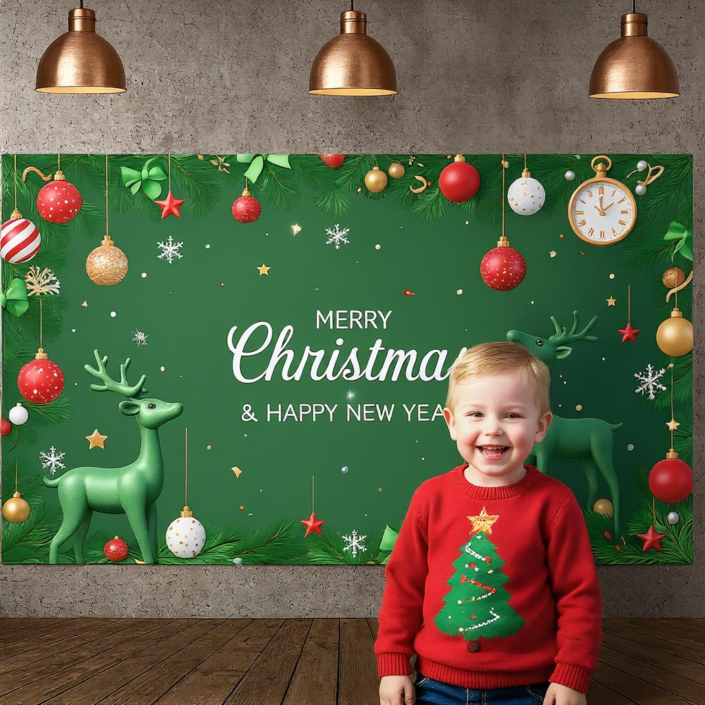 Christmas Holiday Background Reindeer Pattern Happy New Year Backdrop Winter Celebration Display Festive Typography For Winter