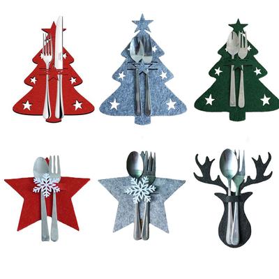 Pocket Xmas Tree Tableware Organizer Cutlery Bag Christmas Knife Fork Holder Table Decorations