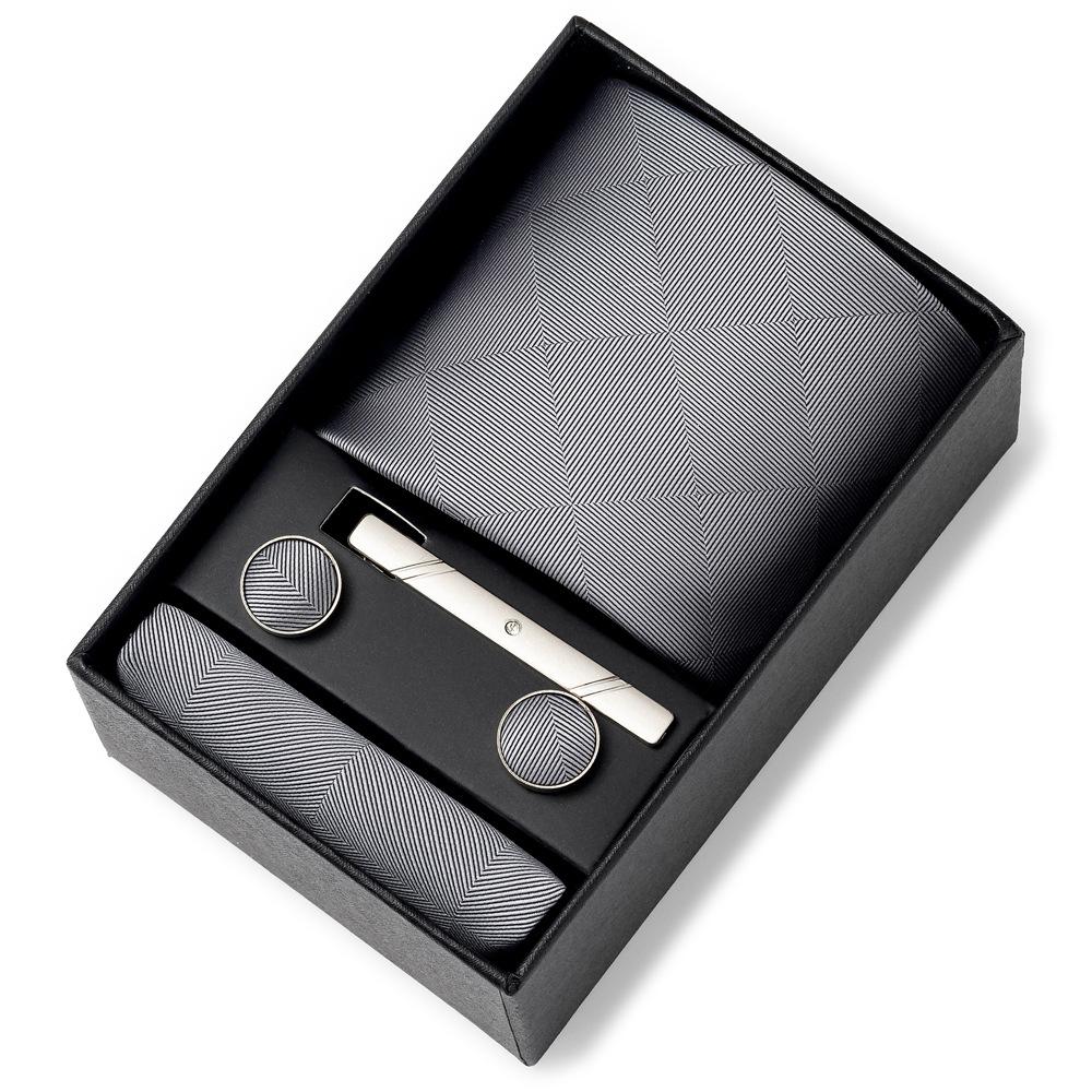 Men'S Tie Net Color Striped Jacquard Yarn Business Professional Tie Set Men'S Gift Box
