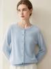 Women's Cashmere Round Neck Cardigan - Soft, Warm, Loose Fit Sweater for Autumn & Winter