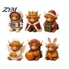 Holiday Home Decor Highland Cow Advent Calendar, 24 Unique Acrylic Ornaments, Decorative Xmas Tree Pendant Set 2D Flat Hanging Charms for Christmas