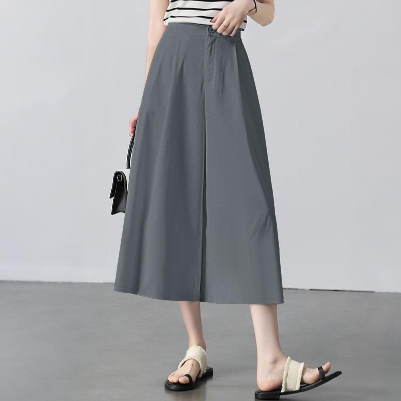 

ZANZEA Женские однотонные свободные повседневные широкие укороченные брюки 3XL серый