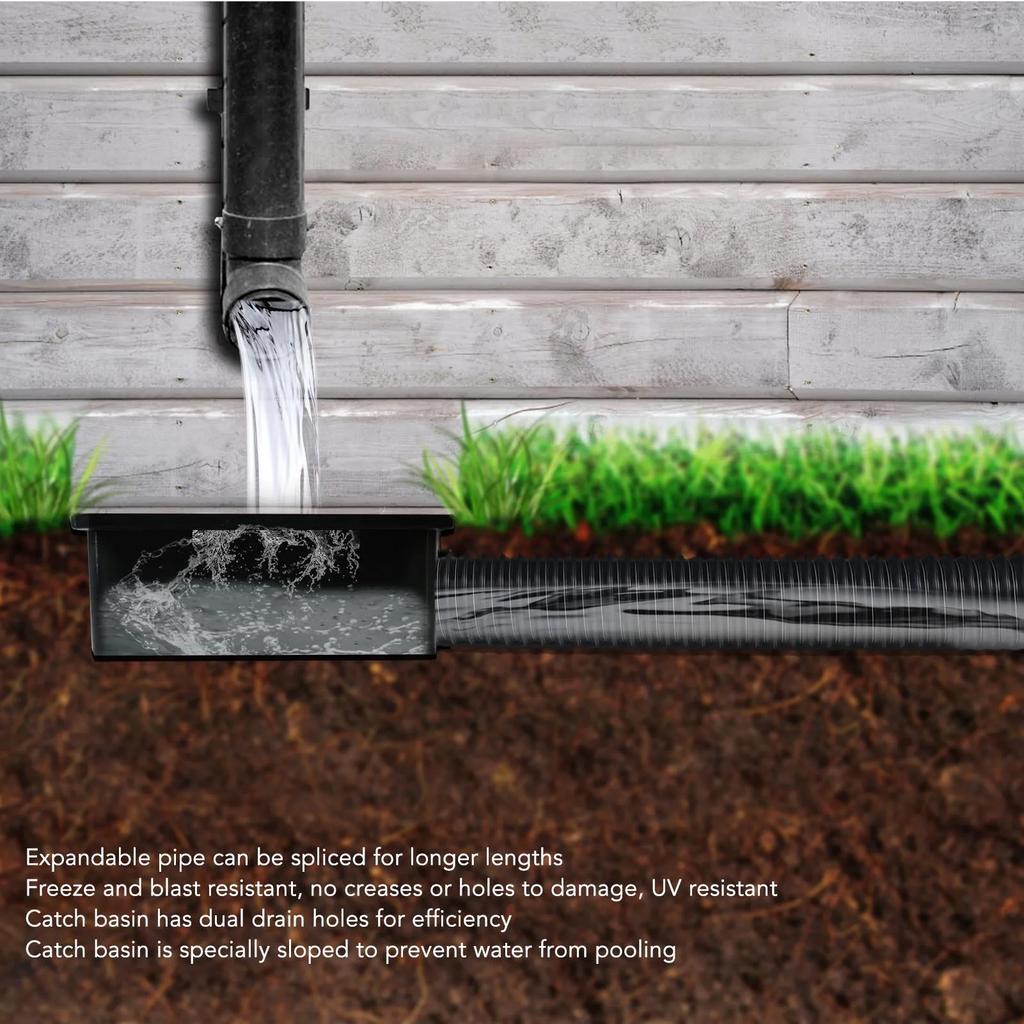 Black Gutter Downspout Extensions Catch Basin Low Profile Downspout Extender Catch Basin Downspout Extension