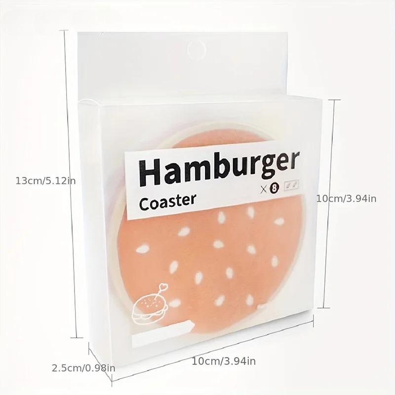 8pcs/set Burger Shape Coaster Creative Cup Pad Silicone Insulation Mat Mug Holder Kitchen Dining Bar Table Decorations Kids Gift