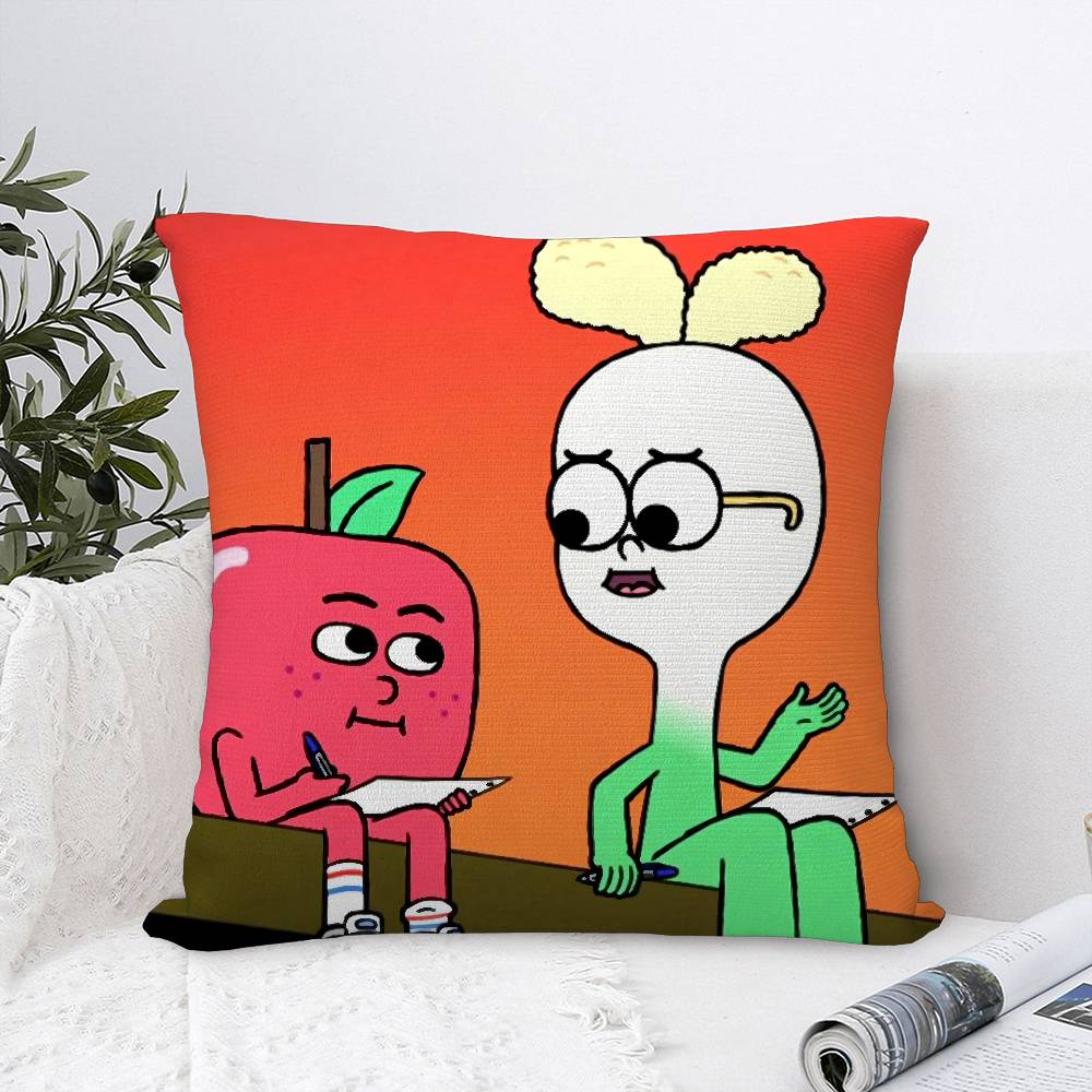 Anime Food A-Apple And Onion Pillow Case Plush Fabric Soft Double Sided Print Home Sofa High Quality Cushion Cover Throw