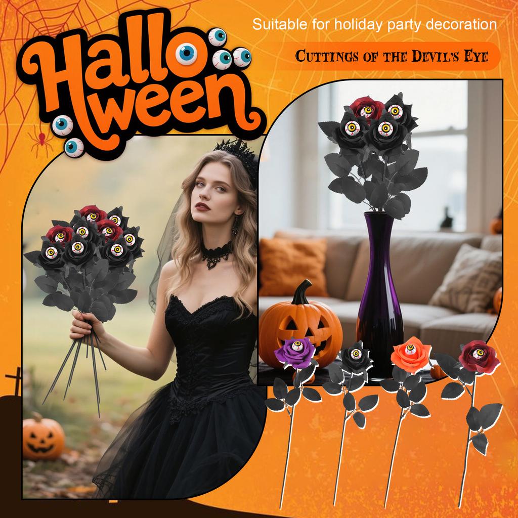 Halloween Skeleton Hand Rose Adornment Creepy Fake Flowers For Indoor Layout And For Halloween Home Decorations And Spooky Scene Setting