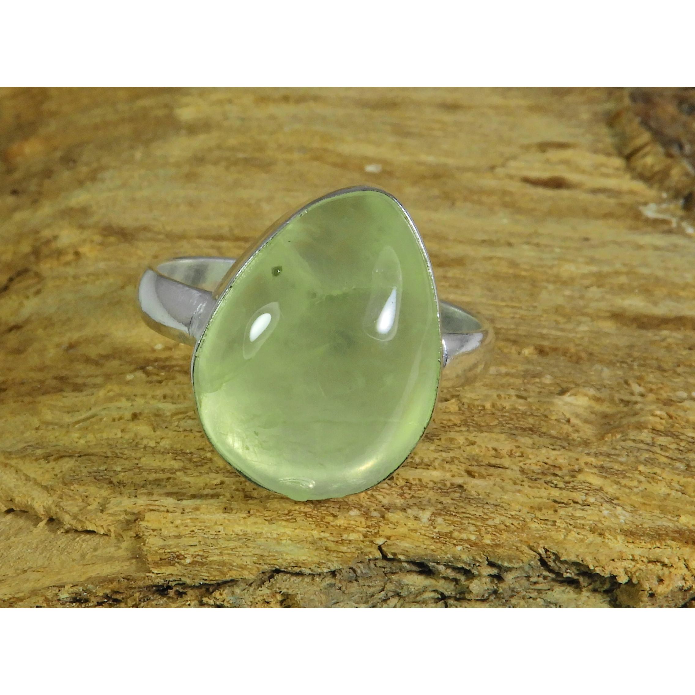 

Natural Prehnite 925 Solid Sterling Silver Ring Size US-7.5 PG-101