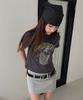 ERER Cropped Leopard Popeye Graphic T-Shirt Charcoal