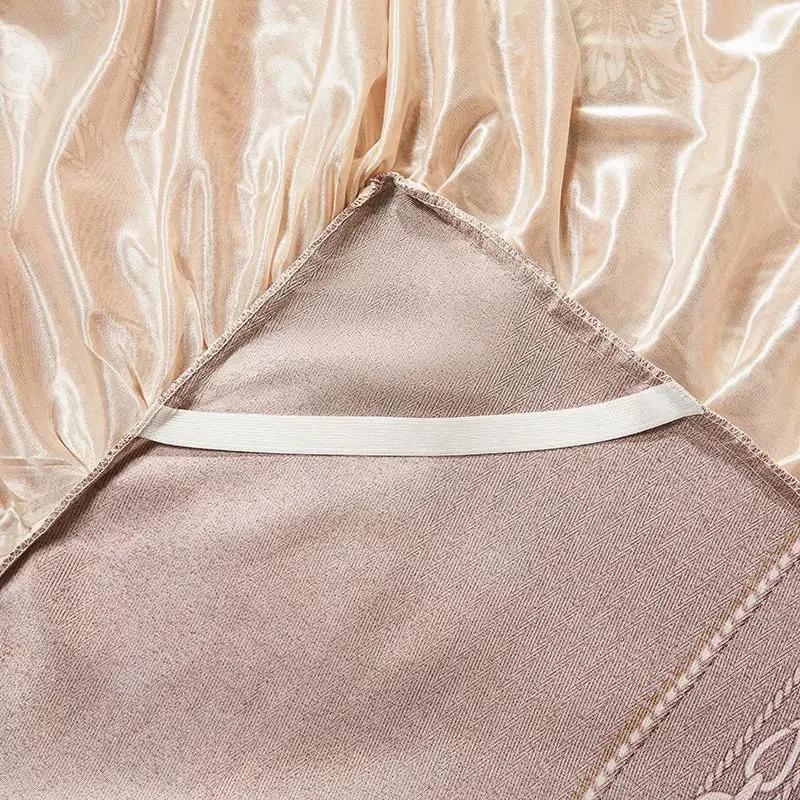 3pcs/set 2024 Summer Lace Bed Skirt Ice Silk Mat Printed Korean Lace Cool Mat Set Retro Single AndDouble Air Conditioned Bed Mat