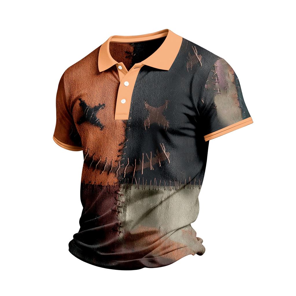 Men's Casual Short Sleeve Shirt with Halloween Print