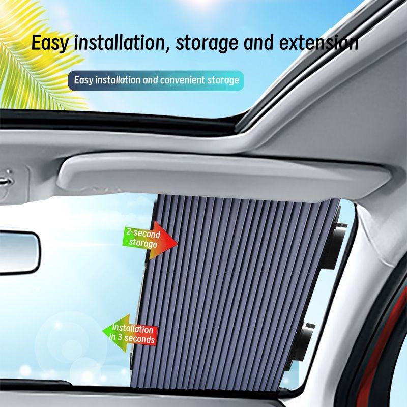 Car Sunshade, Front Windshield, Rear Windshield, Heat Insulation, Sun Protection, Retractable Louver Sunshade, Four Sizes