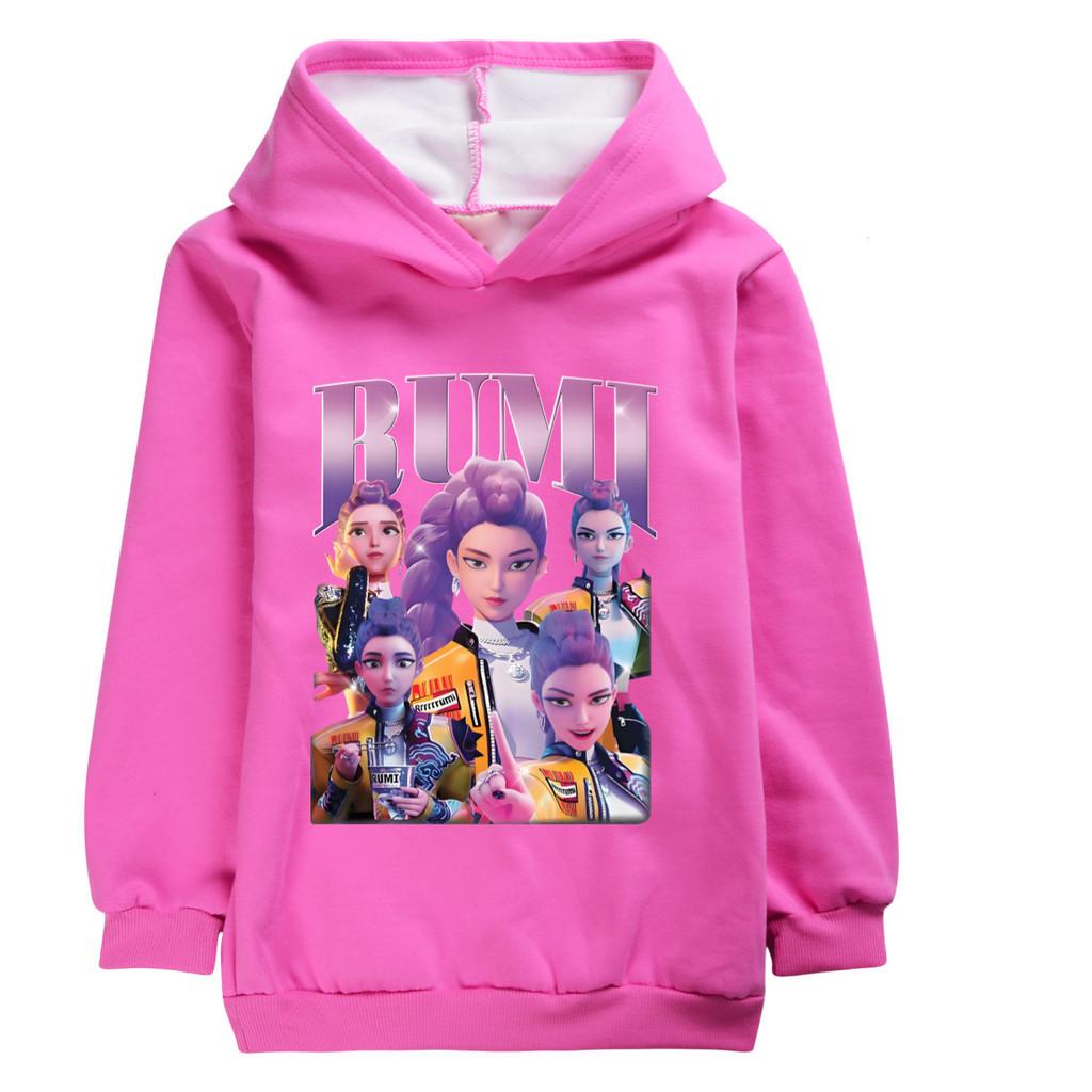 4996 Rumi Print Hoodies Kids Girls Kpop Rumi Zoey Mira Long Sleeves Velvet Warm Winter Hoodie