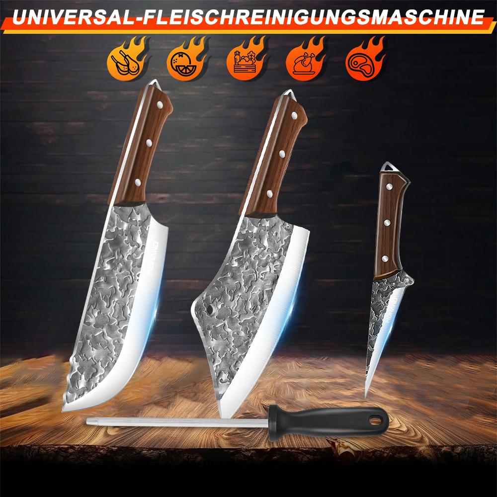 Hochkohlenstoffstahl Klinge Metzger Messer Set Handgeschmiedet mit Ergonomischem Holzgriff Küchenmesser Set