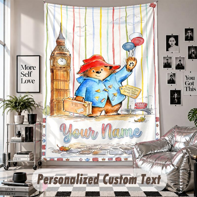 Wall Hanging Tapestry With Custom Name & Text, Paddington Decorative Tapestry For Bedroom