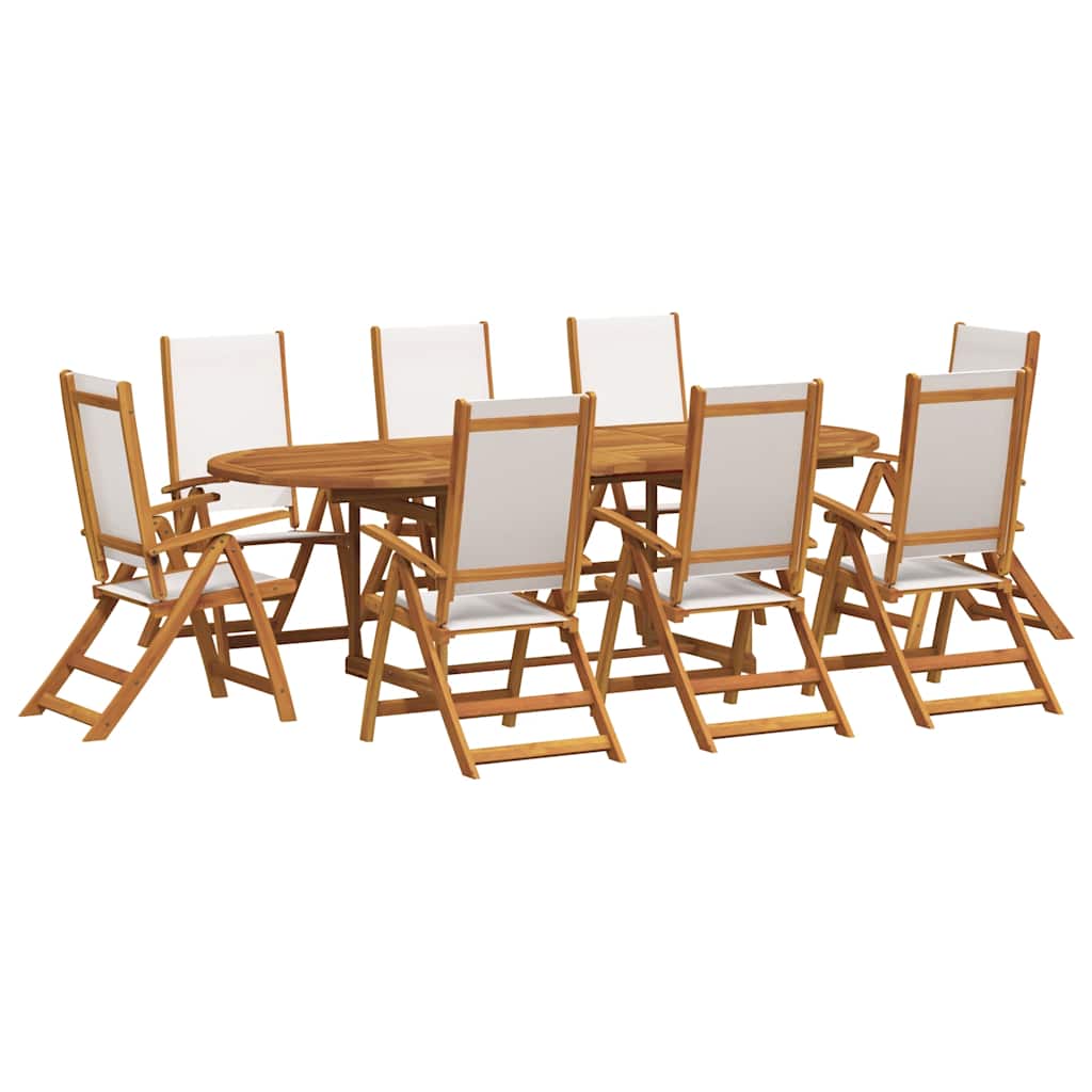 Vidaxl 7-Cz. Garden Furniture Set, Solid Acacia Wood and Textilene