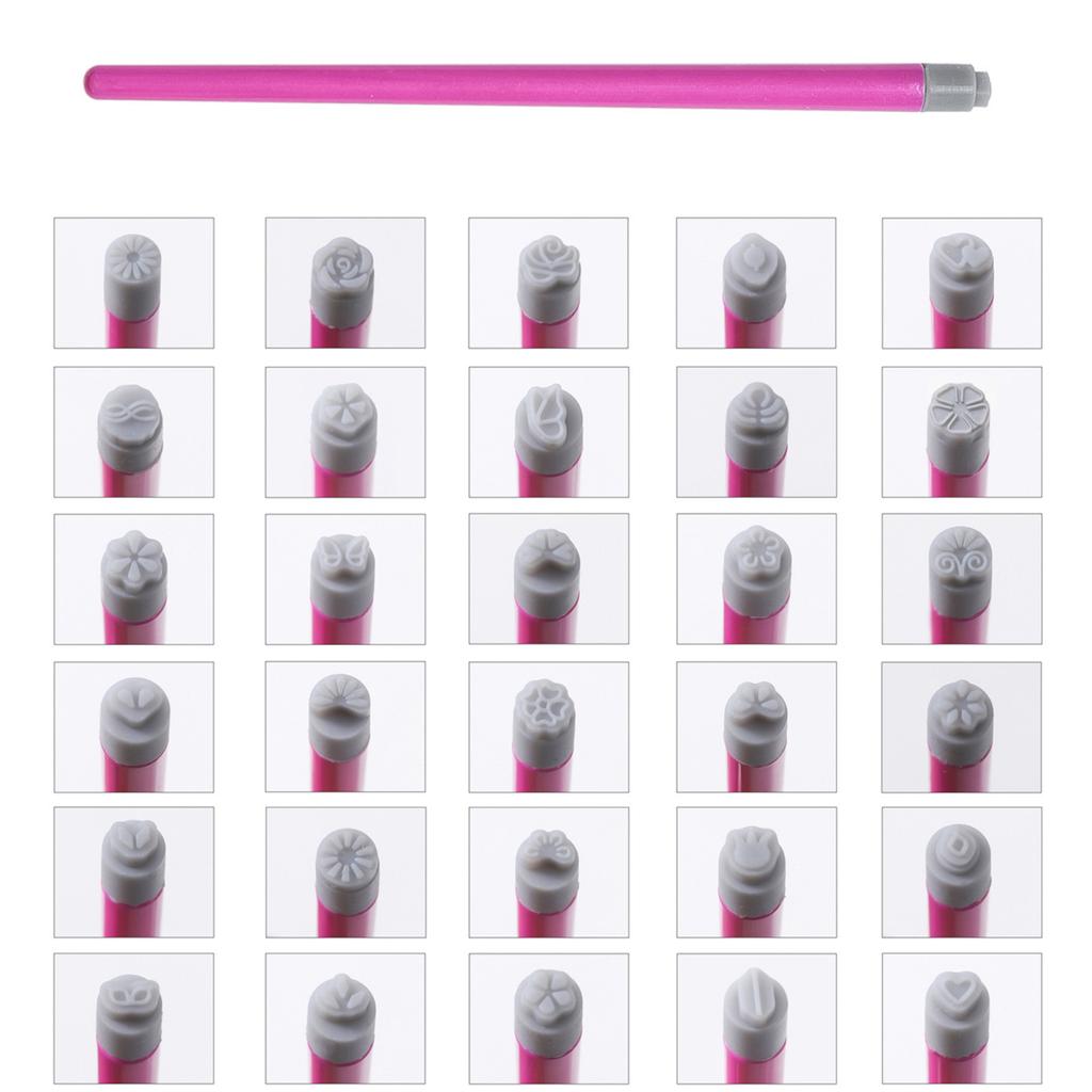 30Pcs Nail Art Stamp Pen Set Precise Stamping Pen for DIY Nail Art Tools Flower Nail Stamp Pen with Different Patterns Nail Graffiti Click Tool