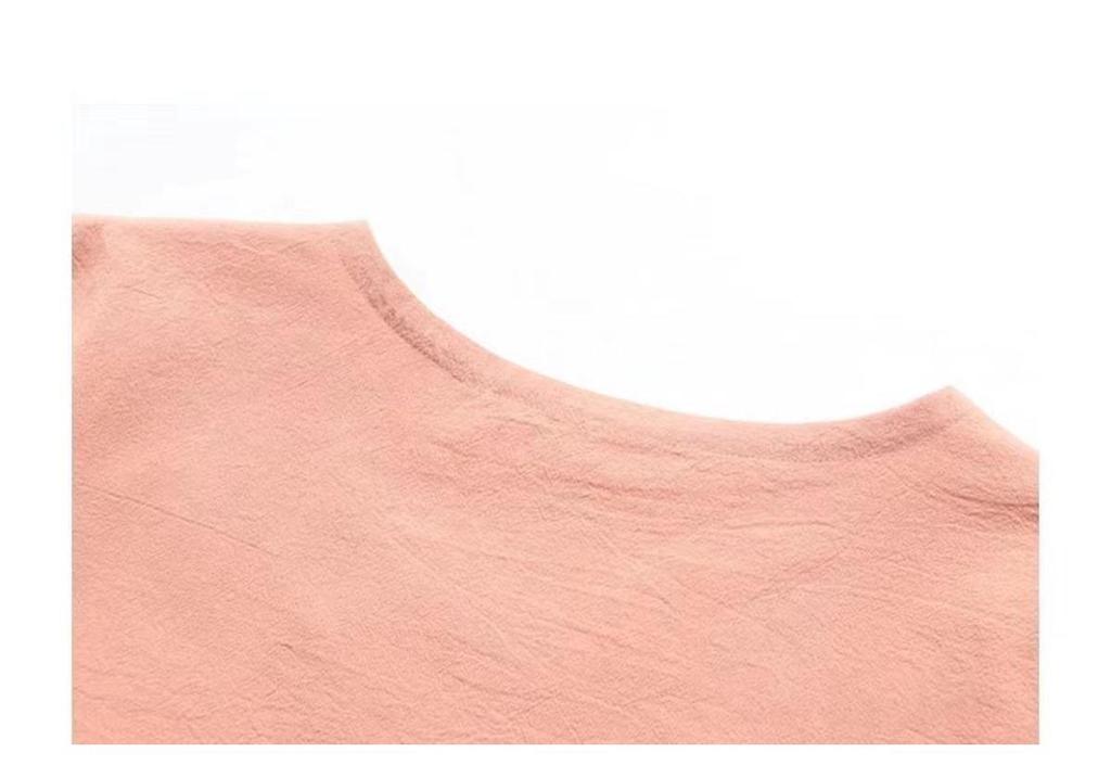 Stylish Cotton & Linen T-Shirt Set for Women: Summer Round Neck Short Sleeve Top for Middle-Aged and Elderly