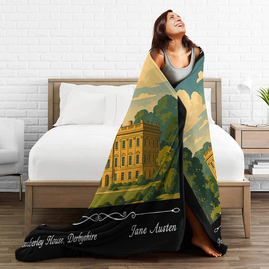 Pride and Prejudice Literary Quote Flannel Throw Blanket Book Lovers for Bedspreads Knitted Blanket Car Soft Multifunction