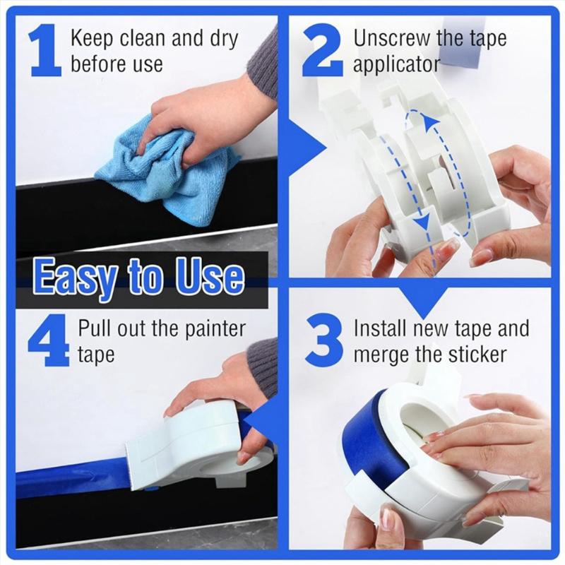 Hand Tearable, Non Residue Adhesive, Blue Textured Paper Tape, Decoration, Spray Painting, Masking, Beautiful Seam Sticker Tool