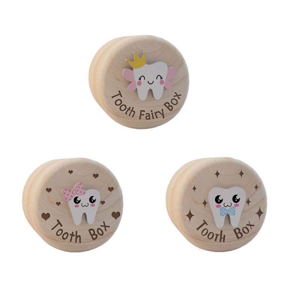 Primary Teeth Wood Baby Tooth Box Fetal Hair Umbilical Cord Preservation Tooth Fairy Box  Kids