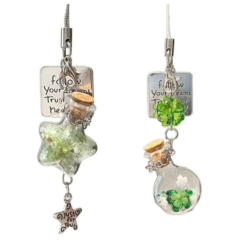 Jellyfish Star Lucky Leaf Wind Chime Keychain & Phone Lanyard Pendant