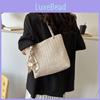 Trendy Casual Commuter Tote Bag Large Capacity Elegant Weaved Handbag For Daily Use