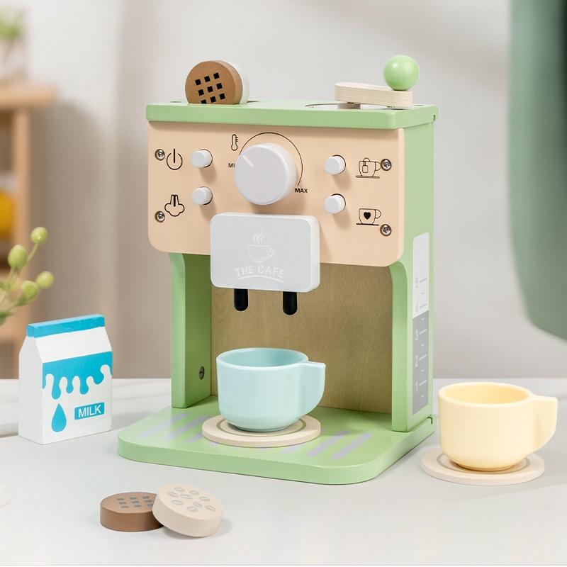Wooden Coffee Machine Toys for Kids Simulation Kitchen Toys Pretend PlayPlay Kitchen Accessories for Girls & Boys