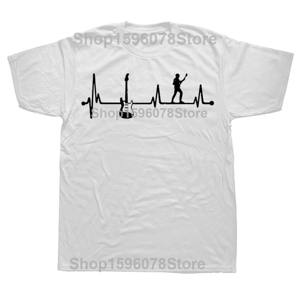 Funny Guitar Lover Bass Guitar Heartbeat Graphic Tshirts Men Womens Fashion Casual Tshirt 100 Cotton Loose Oversized T Shirt