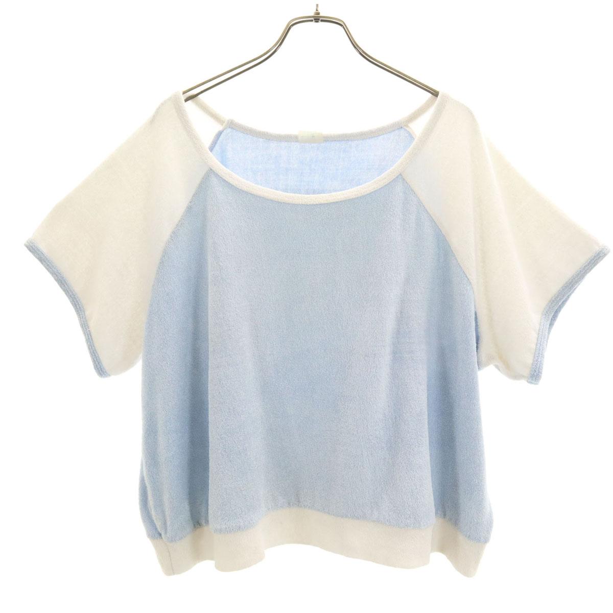 

ВИНТАЖ 80-х Короткий рукав Махровый фон Голубой женский Б/У