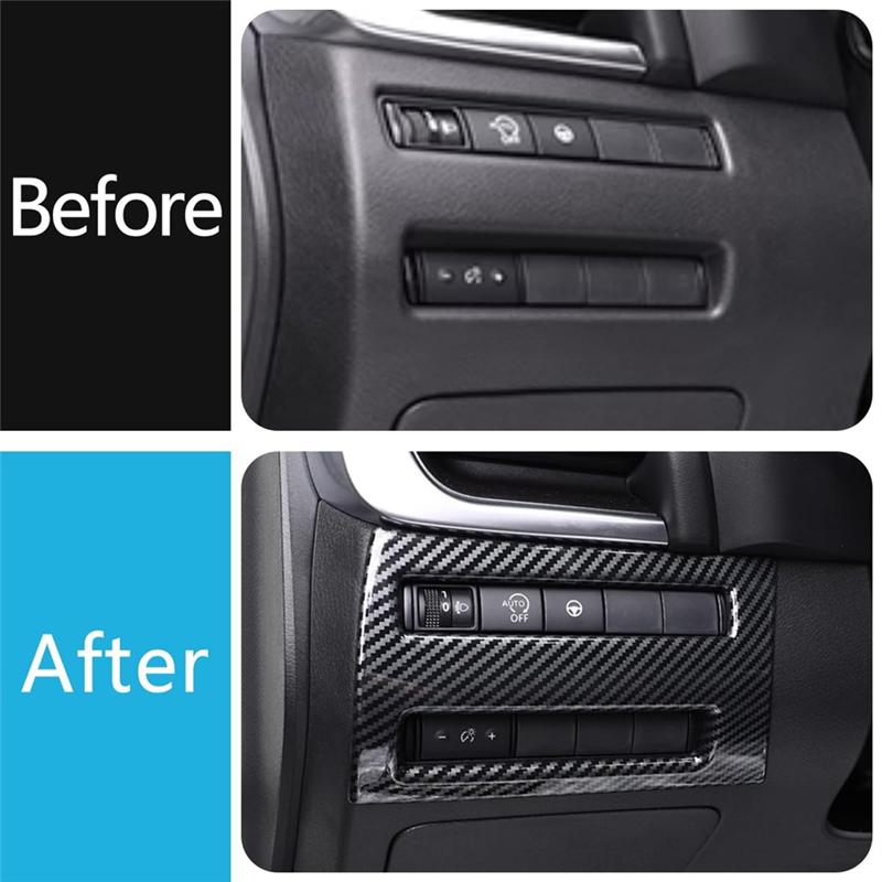 ABLZ-For Nissan Rogue X-Trail -2024 Carbon Fiber Accessories Trim Frame Cover For Headlight Switch Button
