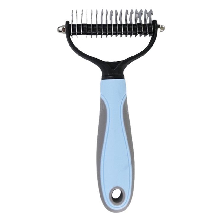 Ergonomic Pet Grooming Brush Double Side Head Design Stainless Steel Dog Cats Comb For Matted Furs Shedding Control
