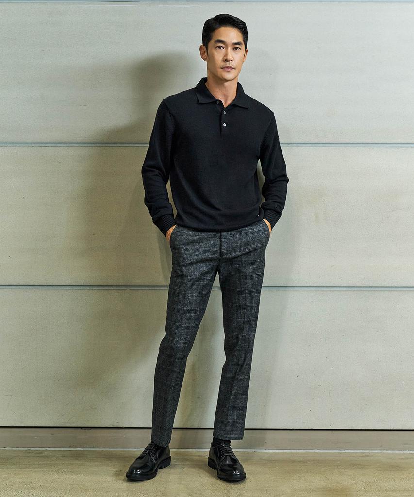 MARTYNBAL Wool Blended Bonded Pants_Grey Glen Check