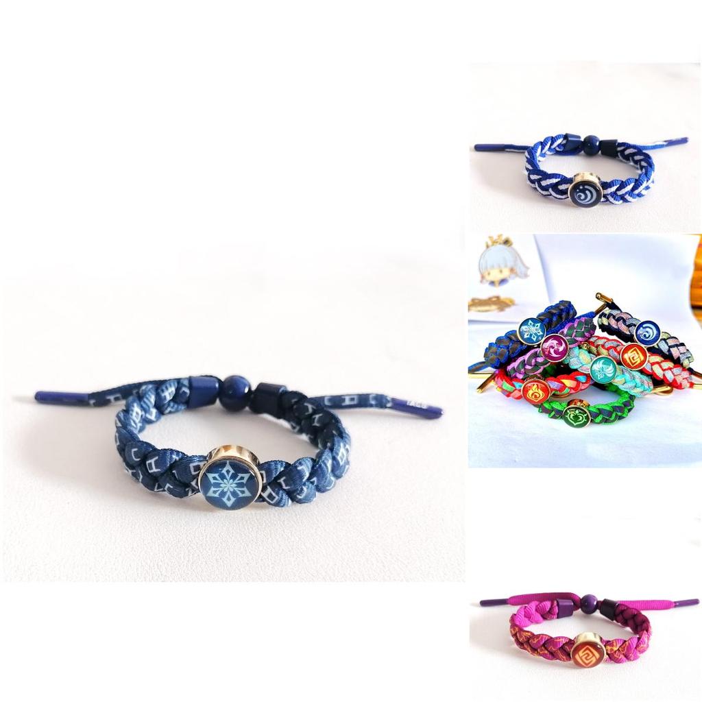 Genshin Impact Leuchtendes Gradient Geflochtenes Armband Mit Multifunktions-Elementalknöpfen