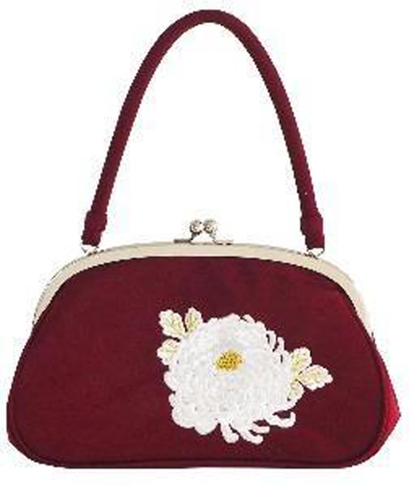 Ando Tachibana Chrysanthemum Embroidered Bag Burgundy SBA-1 Women's,