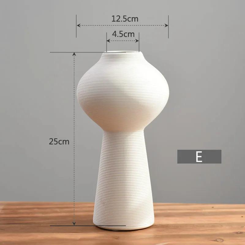 Nordic Classic White Art Ceramic Flower Vase Dining Room Creative Decoration Porcelain Vases