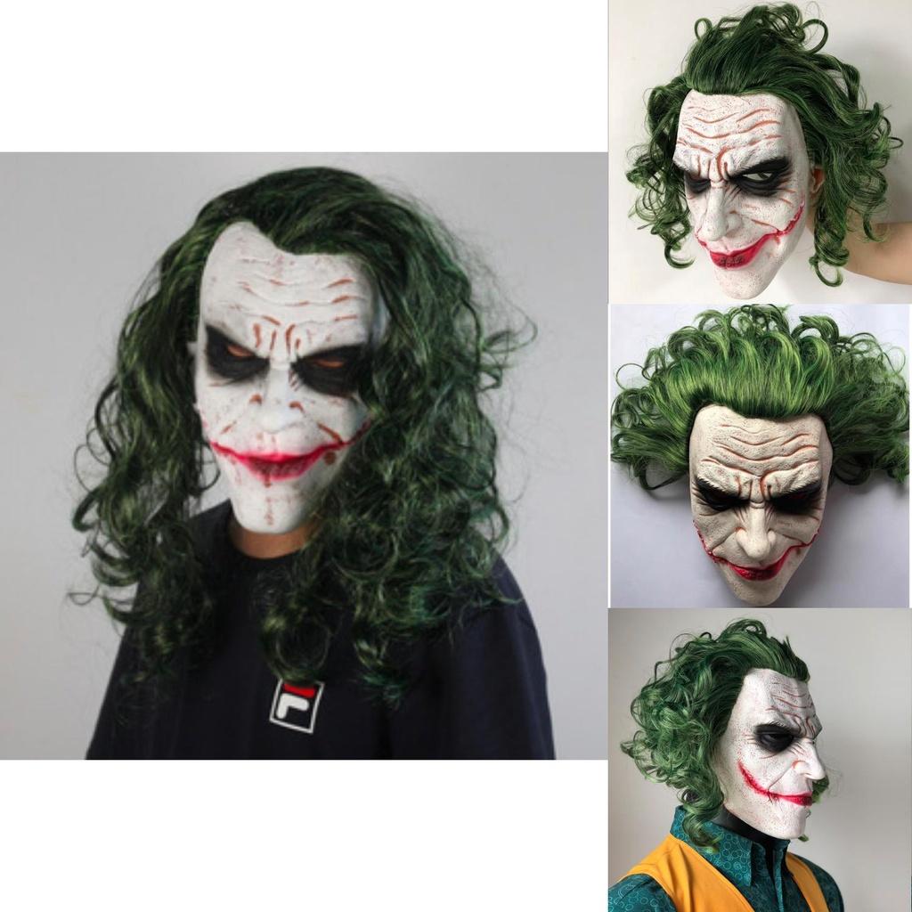 Dark Knight Batman Joker Latex Mask Wig Halloween Horror Prop