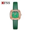 OFNS Women's Fashionable Lightweight Waterproof Quartz Watch with Small Leather Strap and Square Dial